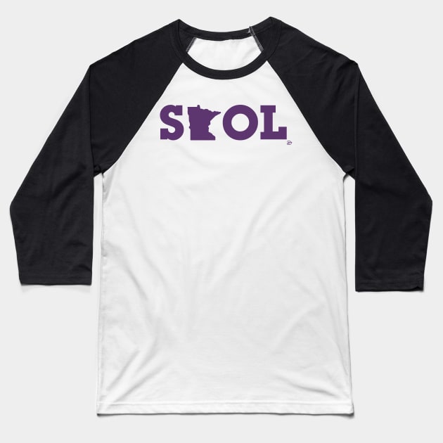 Block Script "State SKOL" - Purple Baseball T-Shirt by dhartist